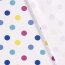 French Terry grosse bunte Punkte - weiss