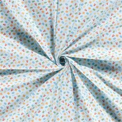 Baumwollpopeline bunte Buchstaben - hellblau