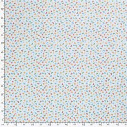 Baumwollpopeline bunte Buchstaben - hellblau