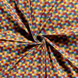 Baumwollpopeline buntes Puzzle - rot