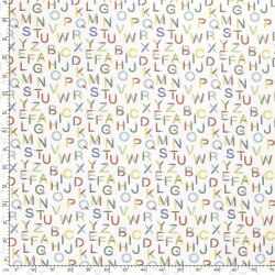 Baumwollpopeline bunte Buchstaben - weiss