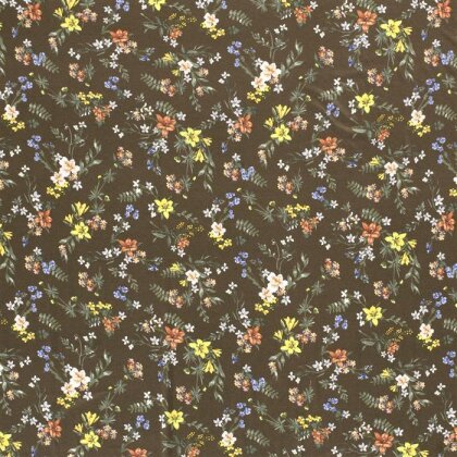 Viskose Jersey bunte Blümchen - oliv