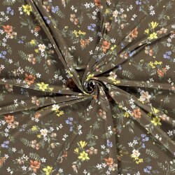 Viskose Jersey bunte Blümchen - oliv