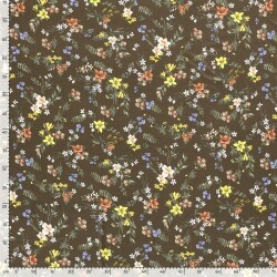 Viskose Jersey bunte Blümchen - oliv