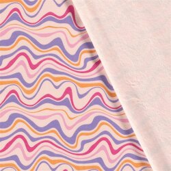 Alpenfleece wilde bunte Linien - kalt softpink