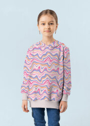 Alpenfleece wilde bunte Linien - kalt softpink