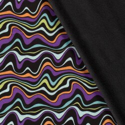 Alpenfleece wilde bunte Linien - schwarz
