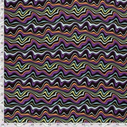 Alpenfleece wilde bunte Linien - schwarz