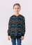 Alpenfleece wilde bunte Linien - schwarz