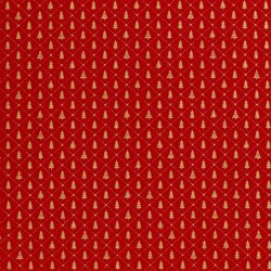 Baumwollpopeline Foliendruck kleine Weihnachtsbäume - rot