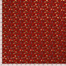 Baumwollpopeline Foliendruck Weihnachtsgeschenke - rot