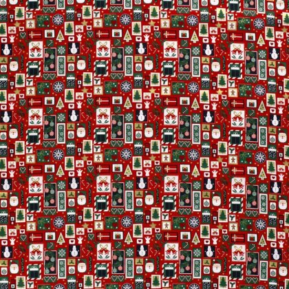 Baumwollpopeline Adventspatchwork - rot