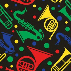 Modestoff Dekostoff bunte Musikkapelle - schwarz