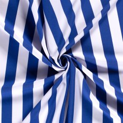 Modestoff Dekostoff breite Blockstreifen - weiss/blau