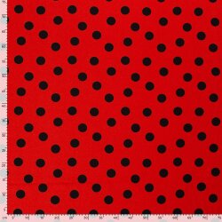 Modestoff Dekostoff wilde Dots - rot/schwarz