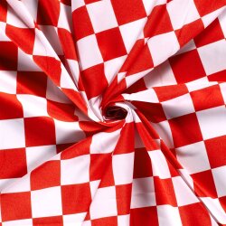 Modestoff Dekostoff Schachmuster - weiss/rot