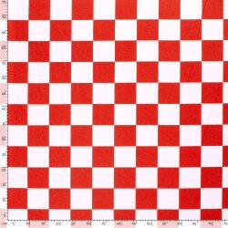 Modestoff Dekostoff Schachmuster - weiss/rot