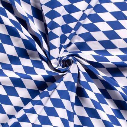 Modestoff Dekostoff grosse Rauten - weiss/blau