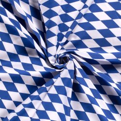 Modestoff Dekostoff grosse Rauten - weiss/blau