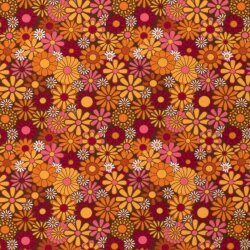 Modestoff Dekostoff Hippie Blumen - orange