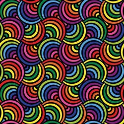 Modestoff Dekostoff Regenbogenfächer - schwarz