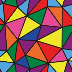 Modestoff Dekostoff buntes Dreieckmosaik - schwarz
