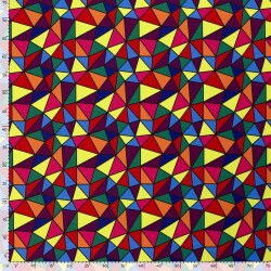 Modestoff Dekostoff buntes Dreieckmosaik - schwarz