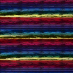 Modestoff Dekostoff Regenbogenstreifen - schwarz