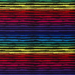 Modestoff Dekostoff Regenbogenstreifen - schwarz
