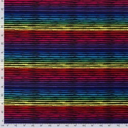 Modestoff Dekostoff Regenbogenstreifen - schwarz