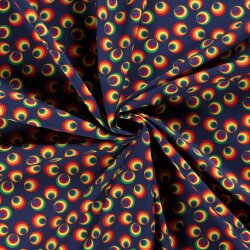 Modestoff Dekostoff Regenbogenkreise - blau