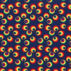 Modestoff Dekostoff Regenbogenkreise - blau