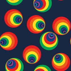 Modestoff Dekostoff Regenbogenkreise - blau