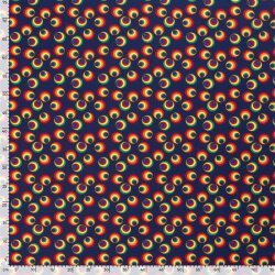 Modestoff Dekostoff Regenbogenkreise - blau