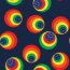 Modestoff Dekostoff Regenbogenkreise - blau