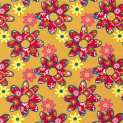 Modestoff Dekostoff 70er Blumen - orange