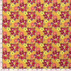 Modestoff Dekostoff 70er Blumen - orange