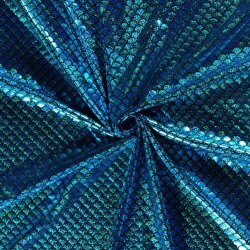 Folienjersey Meerjungfrauschuppen Hologramm Uni - blau