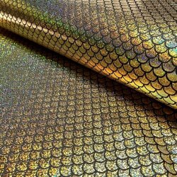 Folienjersey Meerjungfrauschuppen Hologramm Uni - gold