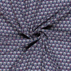 Viskose Popeline magische Blumenreihen - indigo