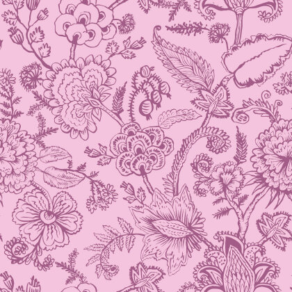 Viskose Popeline verzierte Blumenzweige - hell altpink