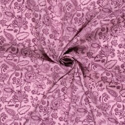 Viskose Popeline verzierte Blumenzweige - hell altpink