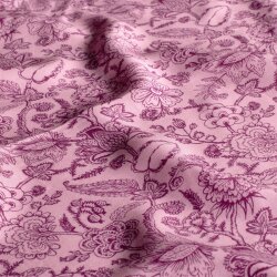 Viskose Popeline verzierte Blumenzweige - hell altpink
