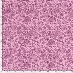 Viskose Popeline verzierte Blumenzweige - hell altpink