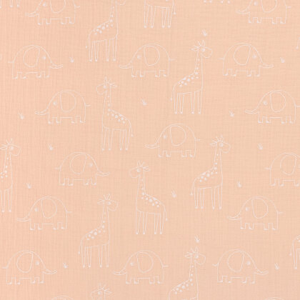 Musselin Giraffe & Elefant - lachsrosa