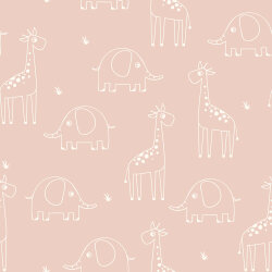 Musselin Giraffe & Elefant - lachsrosa