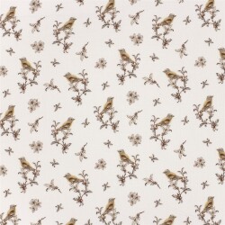 Musselin Digital Vögel auf Zweige - wollweiss