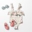 Funktions und Badeanzugstoff LSF50 Recycled kleine Zweige - creme