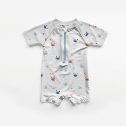 Funktions und Badeanzugstoff LSF50 Recycled kleine Krabben - weiss