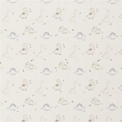 Baumwolljersey süsse Dinos - creme